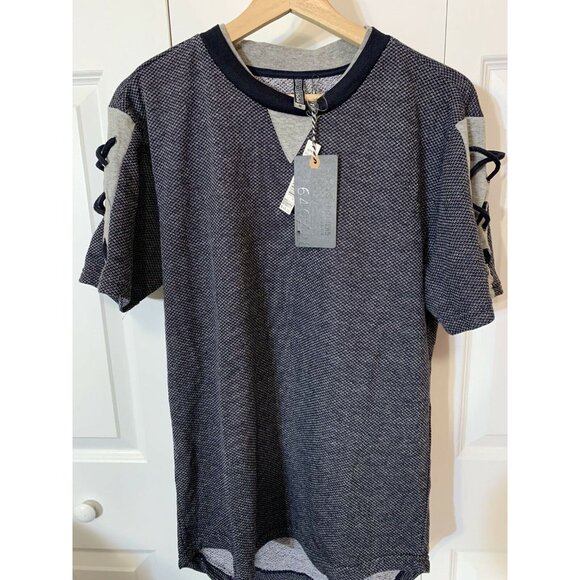 New Amongst Others American Legacy Men’s Sz M T-Shirt Blue Gray Textured Stretch - Picture 4 of 7